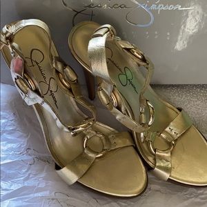 Jessica Simpson gold 4 inch stiletto heels